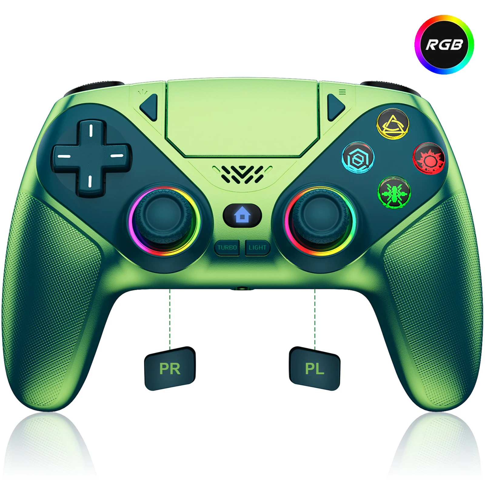 Controller voor Playstation 5/PS5/PS5 Pro/Slim/PC, Draadloze Gamepads RGB Joystick Turbo/Marco Program Dual Vibrate Game Controle