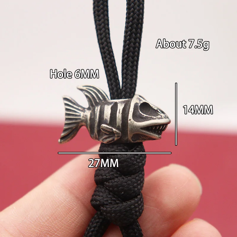 Shark Skeleton Brass Knife Beads EDC Outdoor DIY Paracord Woven Accessories Lanyard Pendants Umbrella Rope Flashlight Hangings