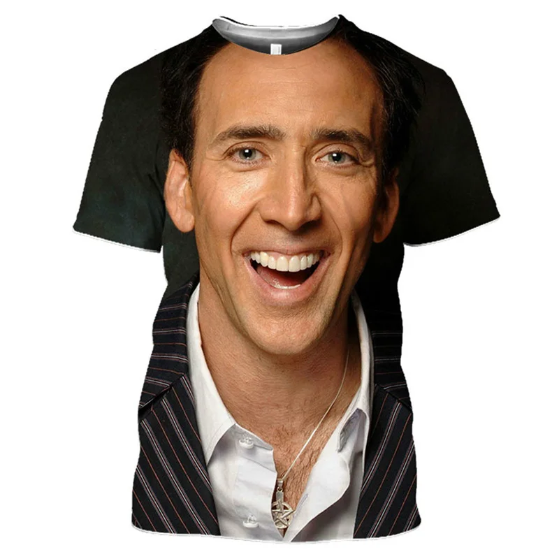 New Pop 3D Actor Nicolas Cage Printing T Shirt Children Fashion Streetwear Tee Shirts Funny Short Sleeves Quick Dry Clothing Tee