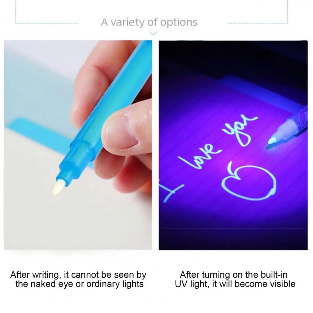 Bolígrafo de tinta Invisible con luz Uv para niños, juego de rotuladores de tinta de 2 piezas para escribir con luz, ideal para fiestas y mensajes secretos