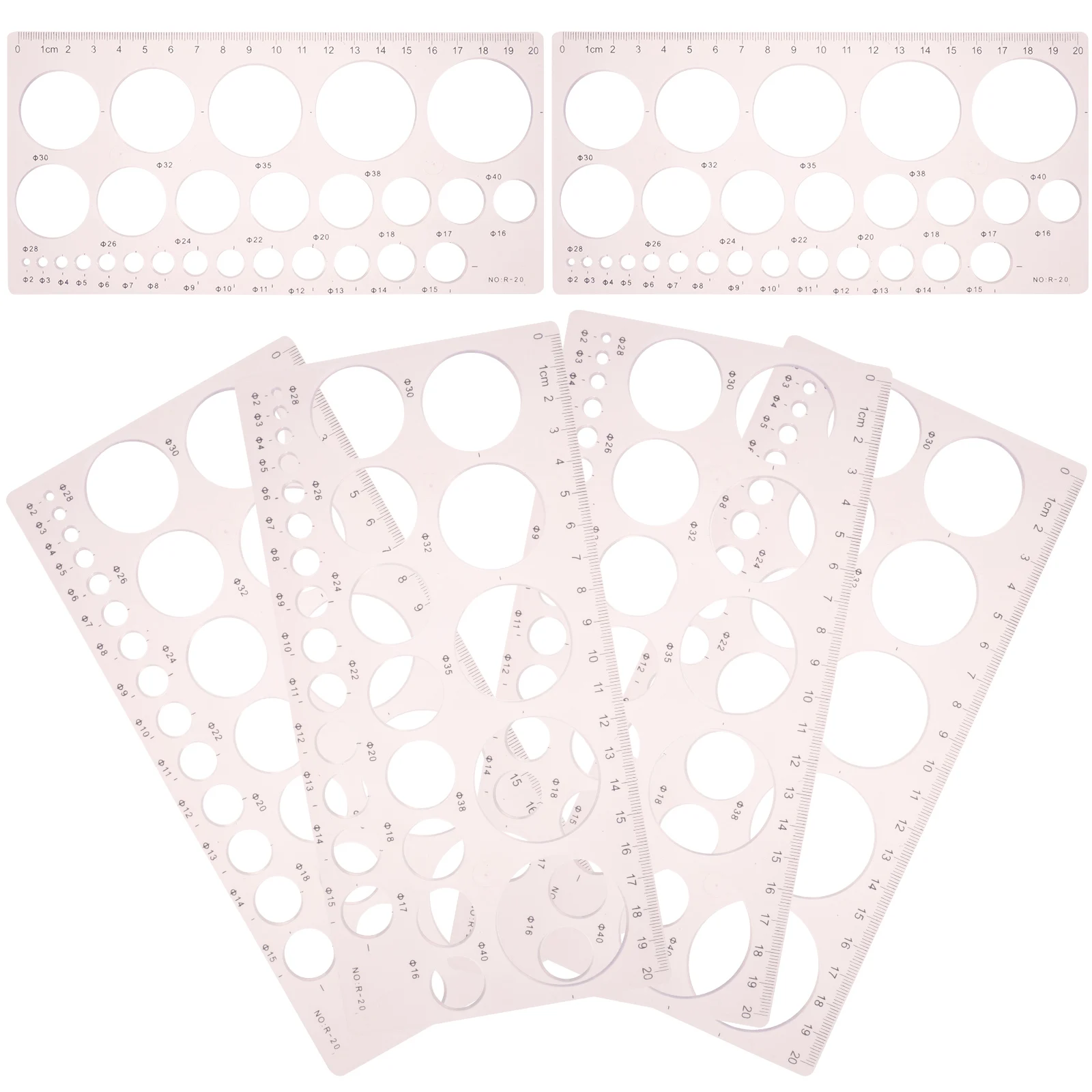 

6 Pcs Crafts Drafting Tools Geometric Drawing Pink Plastic Templates for Student