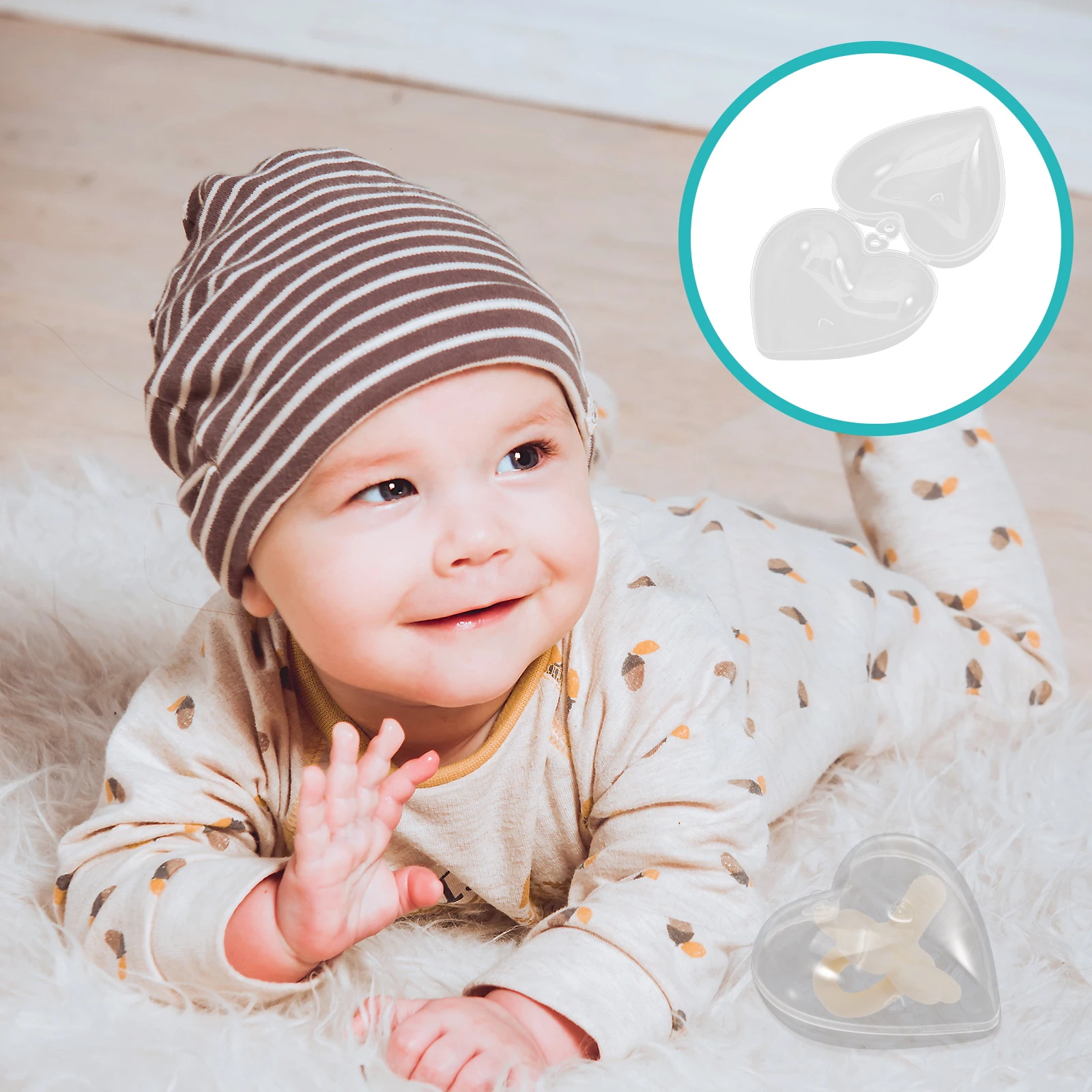 

6 шт., чехлы для детских сосок в форме сердца, легкий портативный держатель для соски, компактный пылезащитный контейнер для хранения