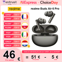 Global Version realme Buds Air 6 Pro Wireless Earphone 50dB Active Noise Cancellation Up to 40Hours Battery Life Headphone