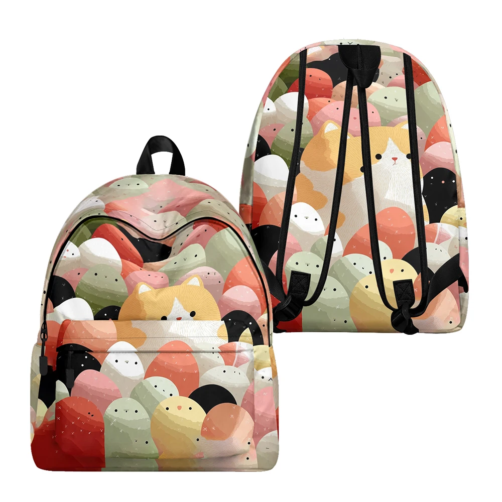 Cute Fox Cartoon Cats Printed Backpack Pencil Bags Adjustable Straps Lightweight Durable School Bag Travel Daypack Teens Sets