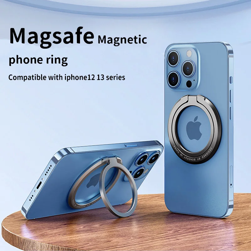 Magnetic Cell Phone Ring Holder Compatible Mag Safe Removable Cell Phone Grip Kickstand For iPhone 14 pro 12 Pro Max 13 Series