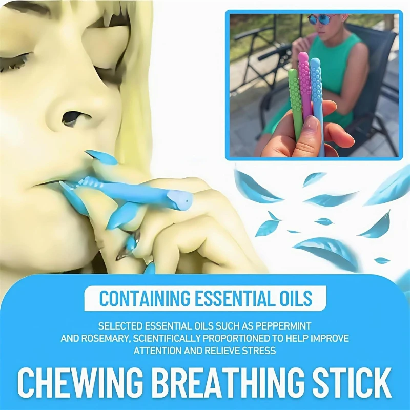 New portable fresh breath smoking cessation auxiliary respirator, breathable chewing stick with essential oil and soft silicone
