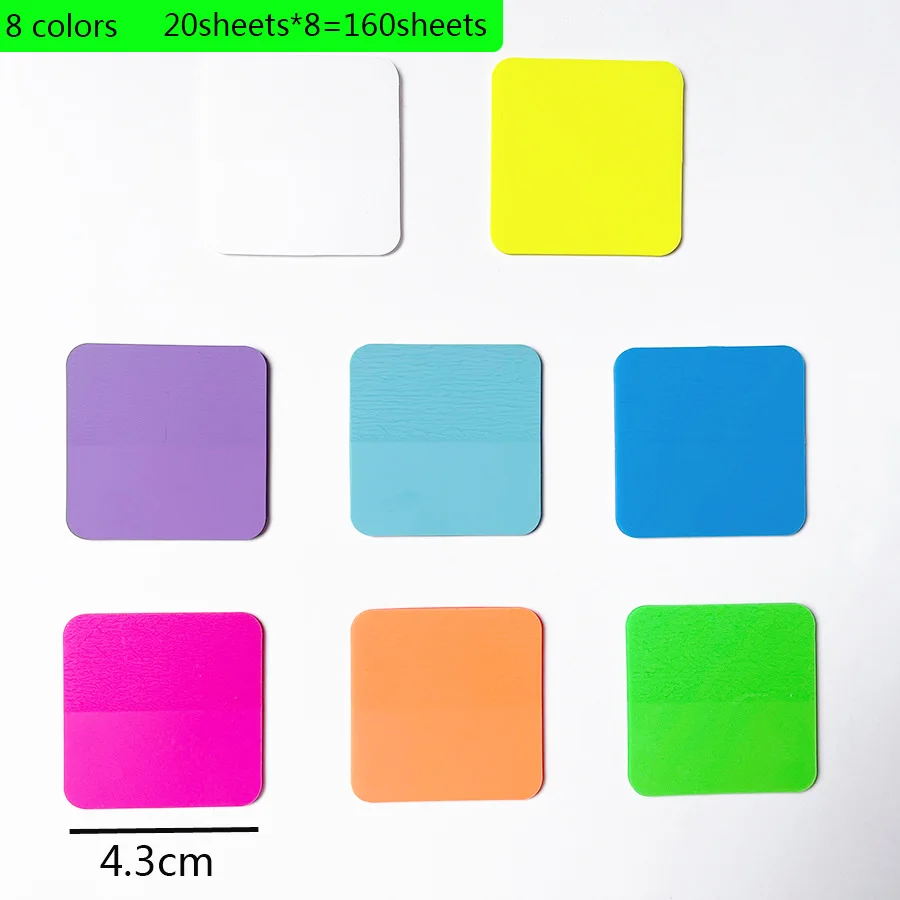 8 kleuren 160 vellen transparante notitie memoblok schaafwonden stickers waterdicht helder notitieblok school briefpapier kantoorbenodigdheden