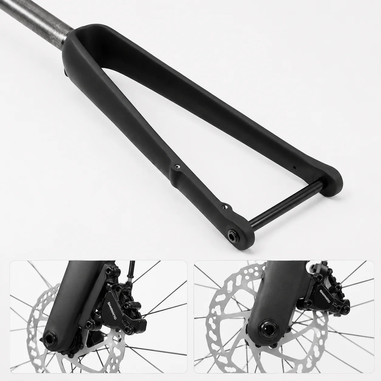 Carbon Fiber Road Bike Fork 700C Disc Brake, Flat Mount, Ultra-Light T800 Toray, 100x12mm Thru Axle/QR, Straight/Tapered Steerer - view 4