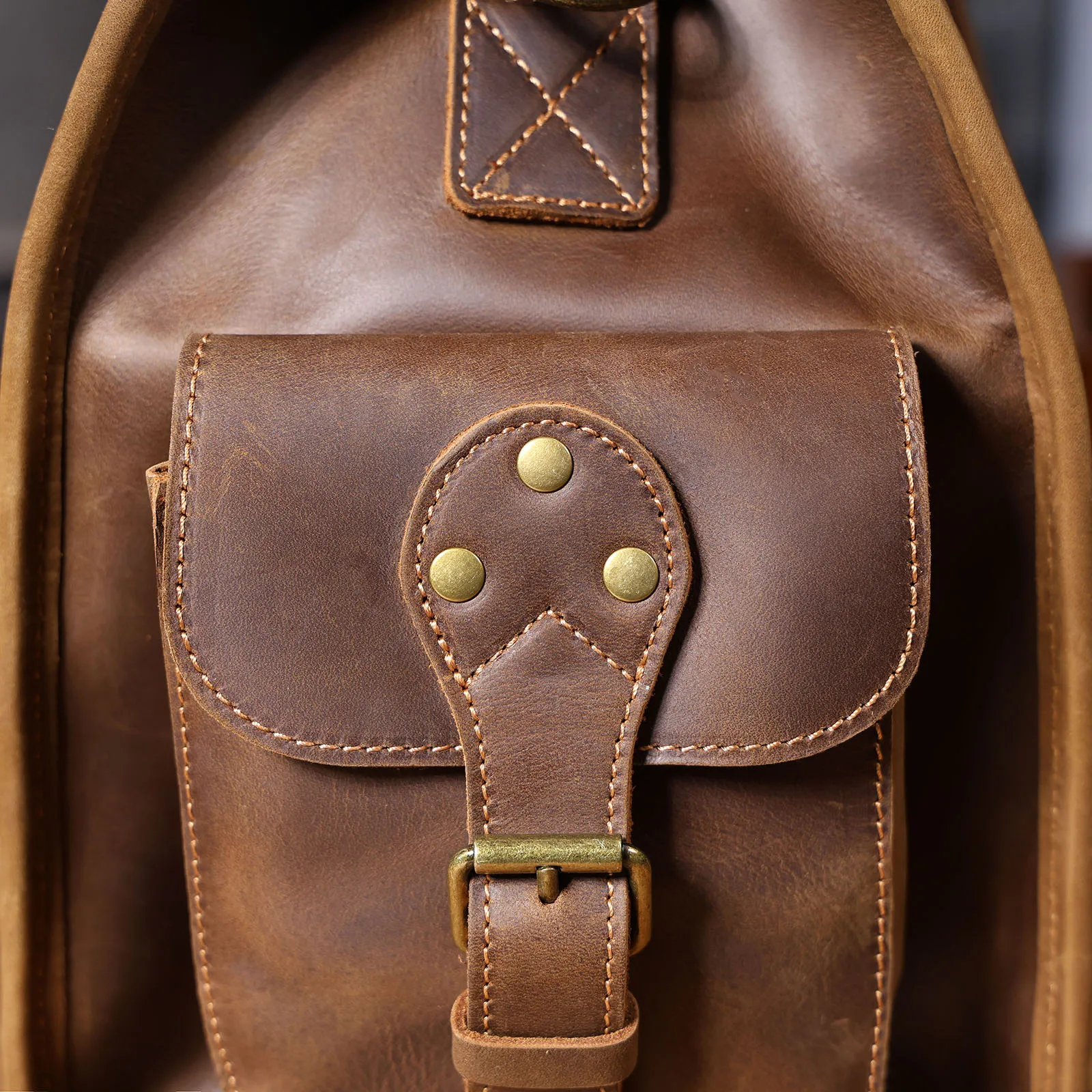 Vintage Echtleder-Reisetasche für Herren, Große Kapazität, Leder-Sporttasche, Klassischer Stil, Wochenendtasche, Übernachtungstasche – Detail 29