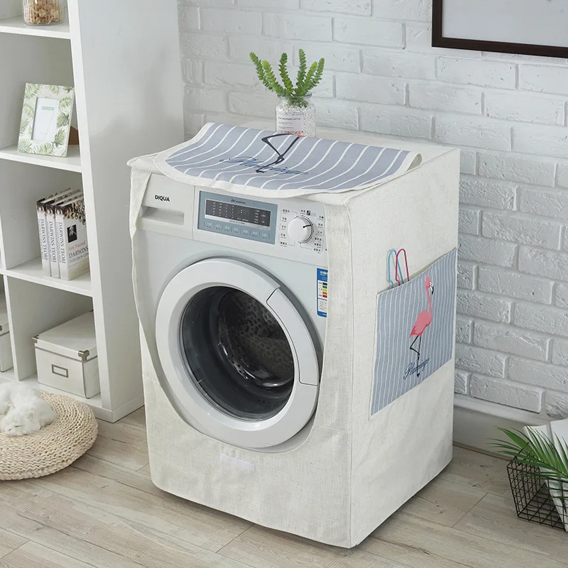 Drum Washing Machine Dustproof Cover Shield With Pocket Cartoon Animal Design Waterproof Linen Washing Machine Dust Cover ZH386