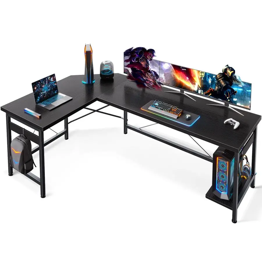 

66 L Shaped Gaming Desk, Corner Computer Desk, Sturdy Home Office Computer Table, Writing Desk, Larger Gaming Desk Workstation,