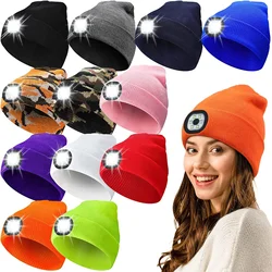 Winter Knitted Cap LED Beanie Hat Unisex Warm Winter Hat with Lights for Night Running Cycling Fishing USB Rechargeable Beanie