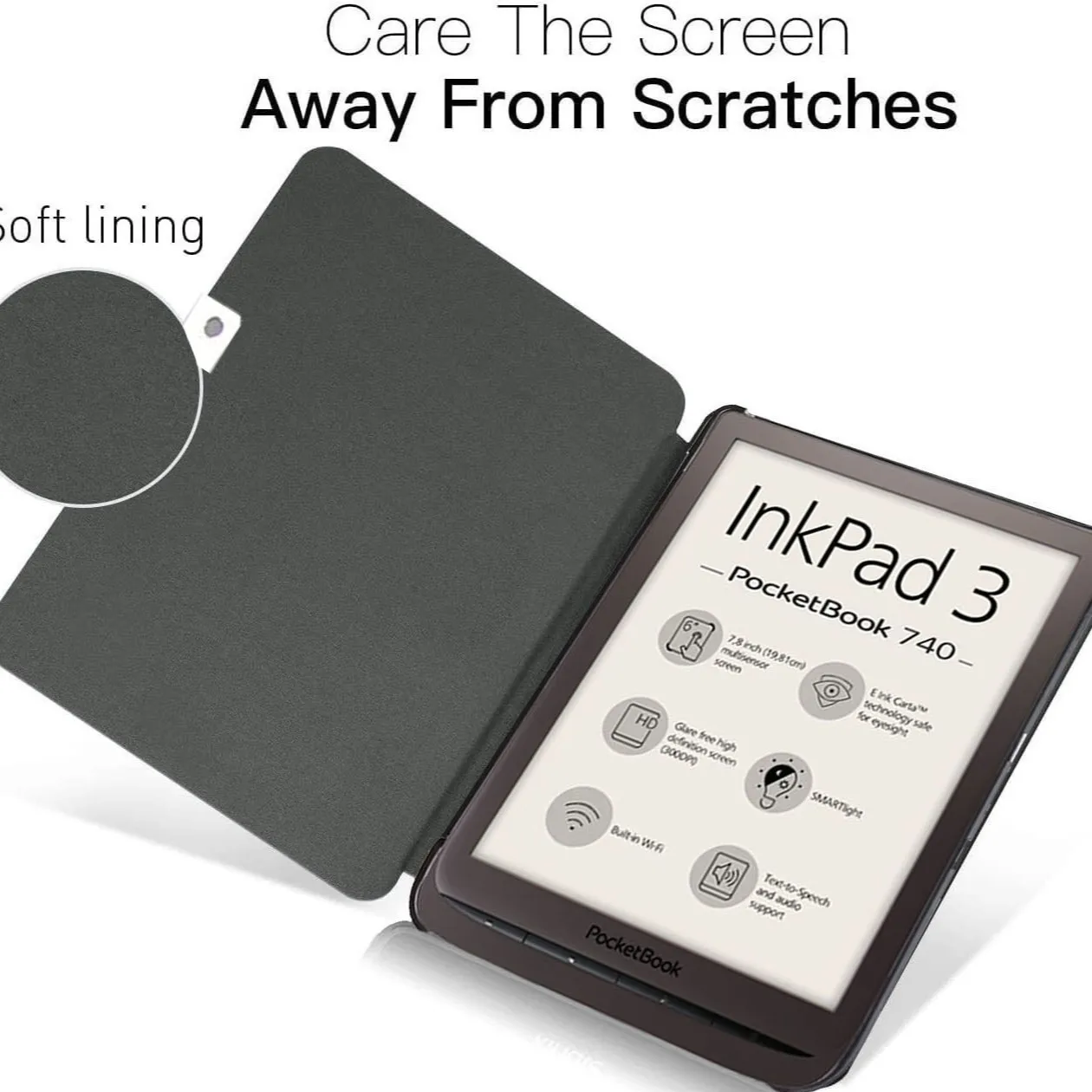 Pocketbook Inkpad 3 PB740 Case PU Leather Folio Cover Auto Sleep Ebook Reader Protective Shell