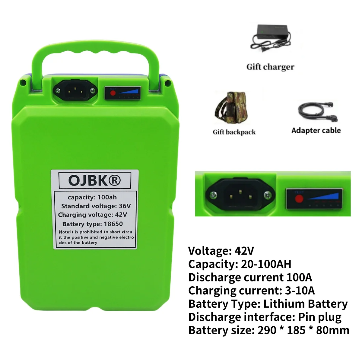 New garden electric tool with lithium battery 36V, suitable for lawn mower, hedge trimmer, charger, connecting cable, backpack