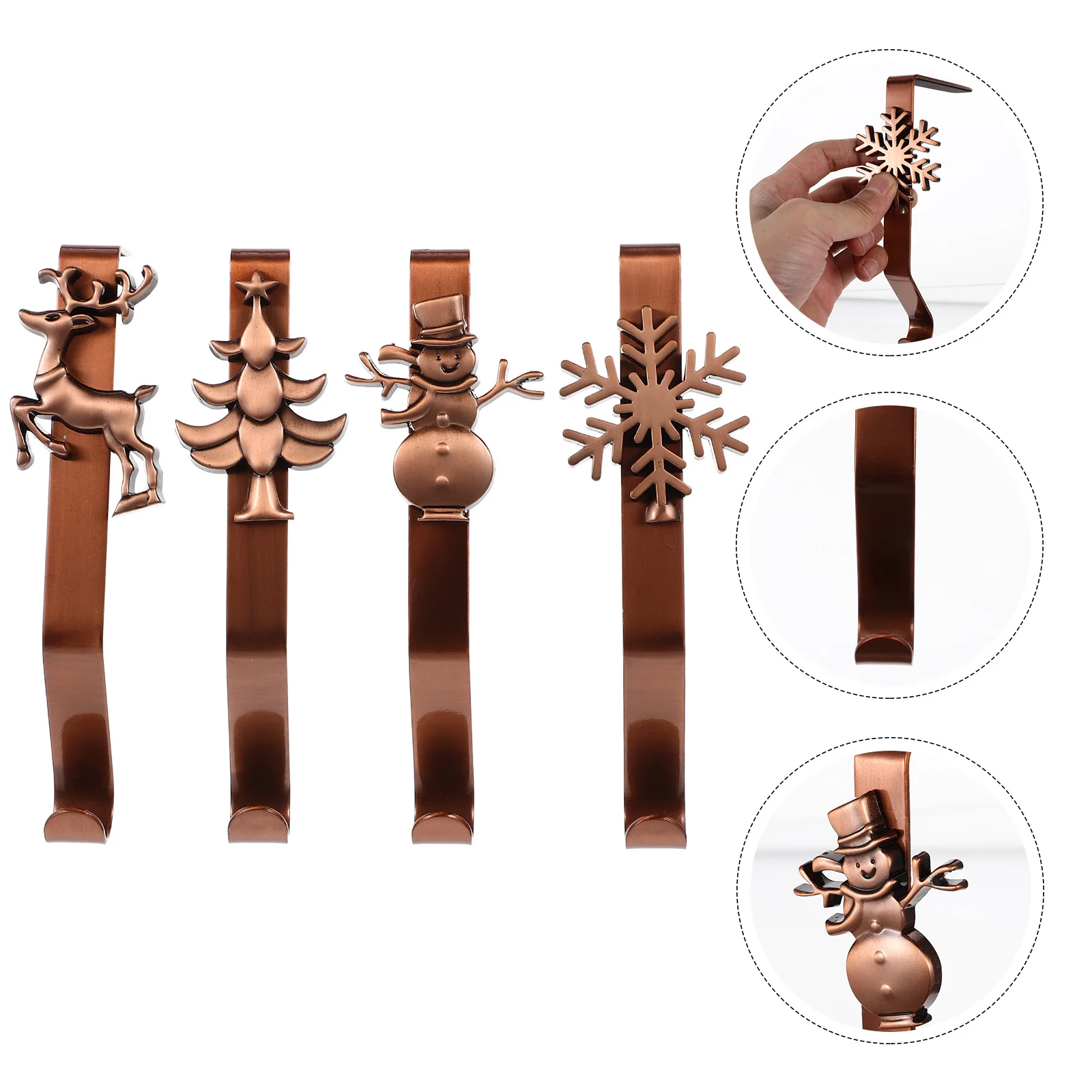 

4Pcs Iron Pothook Christmas Stocking Holder for Mantel Fireplace Hanging Socks Baskets Xmas Decoration Home Utility Hook