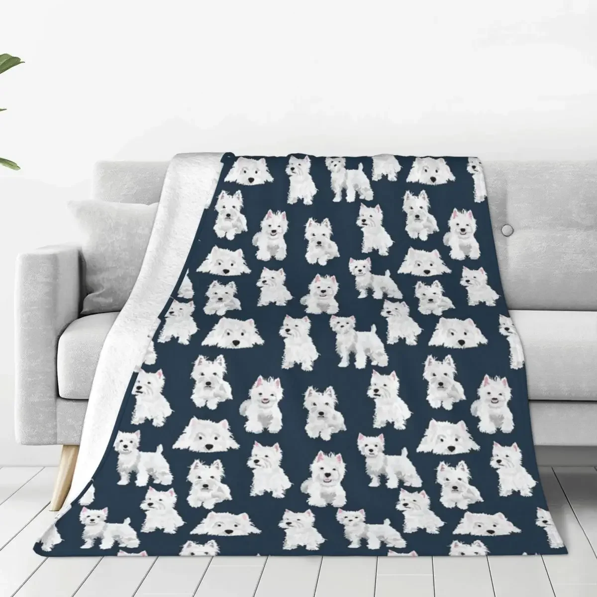 Westie Blanket Fleece West Highland Terrier Dog Cute Puppy Ultra-Soft Throw Blanket for Bed Bedroom Quilt