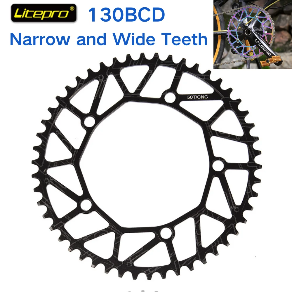 LITEPRO Bicycle Round Disk 130BCD Five Holes Bicycle Disk Narrow and Wide Teeth Disk Suitable for 130 Bcd Five-Claw Crank