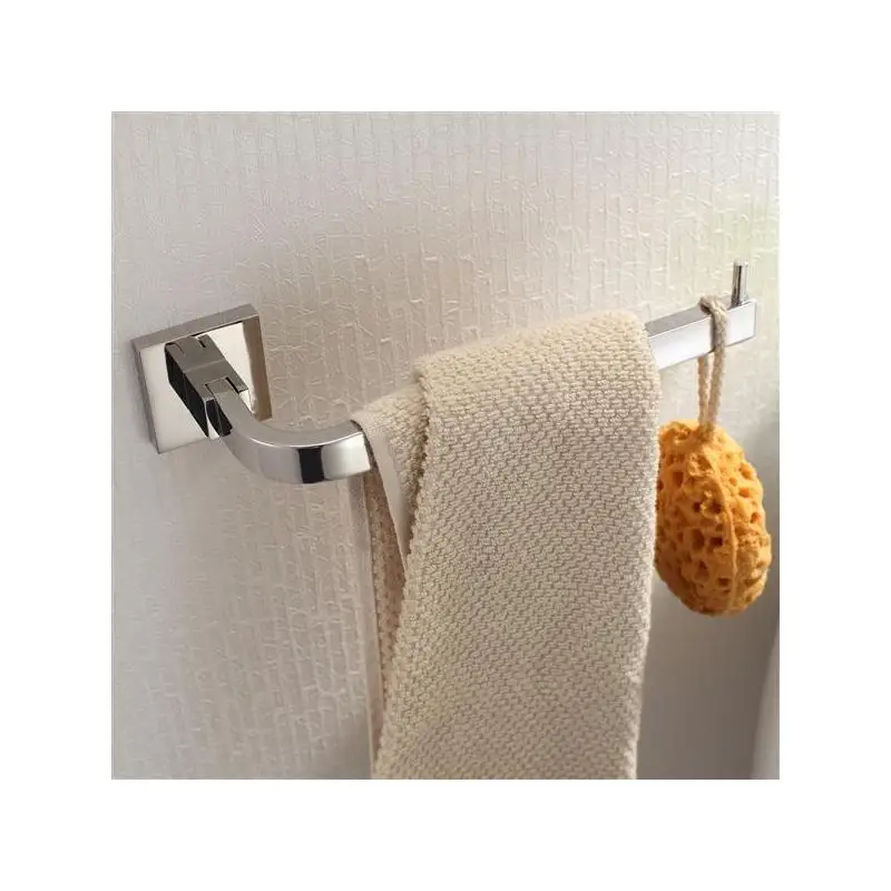 

Bright Polishing Square Base Towel Hook Silver Towel Rack 304 SS Bathroom Accessory KJ51309