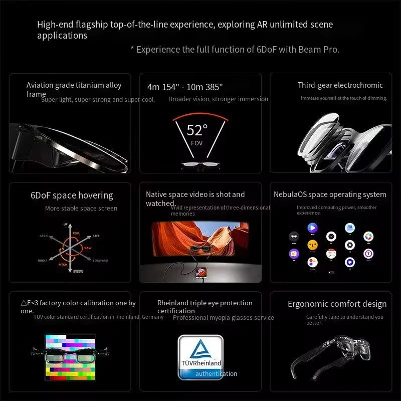 Air 2 Super Smart AR Glasses 6dof Space Hover 3 Speed Electrochromic Beam of Light Professional Space Suit 128G Non-VR Glasses