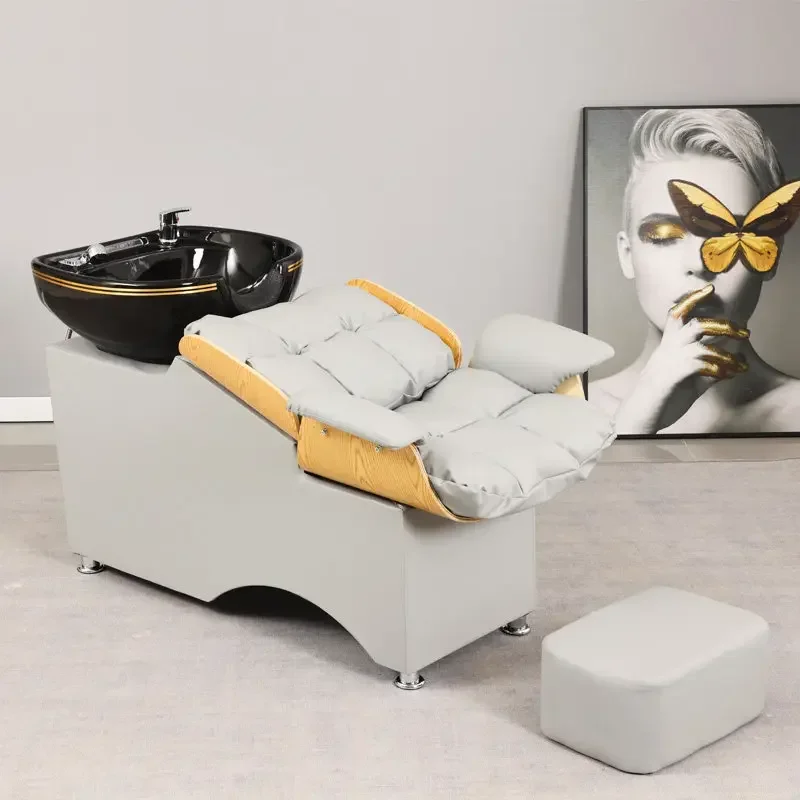 

Exclusive Comfortable Salon Chair Reclining Retro Luxury Shampoo Chairs Hair Salon Modern Professional Meuble Salon Furniture