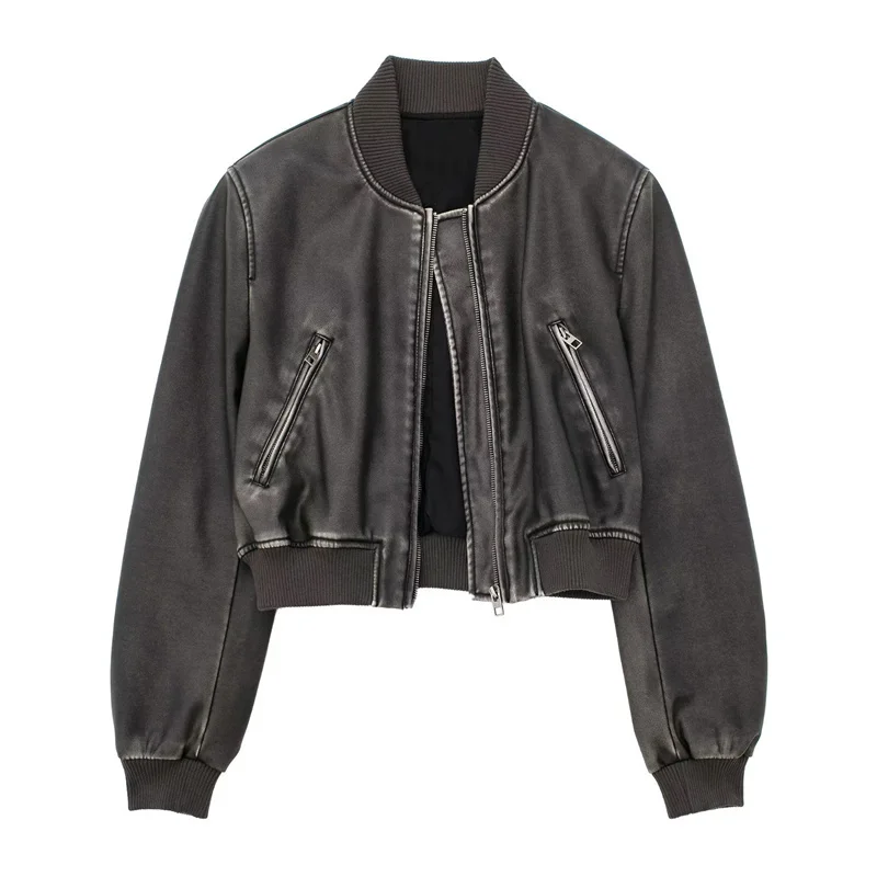 BANAZA Jaet da donna in pelle a vita alta ort Vintage Waed Loose Fit plus Size Capispalla Faionable Cappotto casual