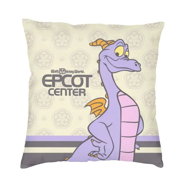 Cartoon Purple Dragon Figment Cushion Covers Sofa Home Decor Square Dinosaur Epcot Center Throw Pillow Case 45x45cm