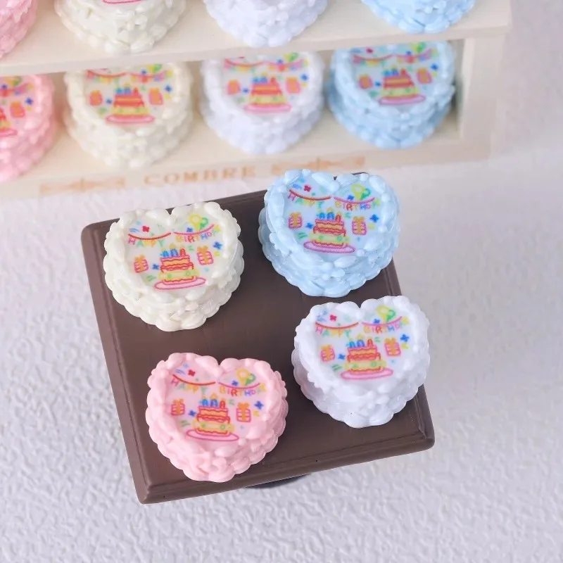 4PCS Dollhouse Miniature Food Play Mini Simulation Three-dimensional Birthday Party Cake Doll Decoration Accessories Toys