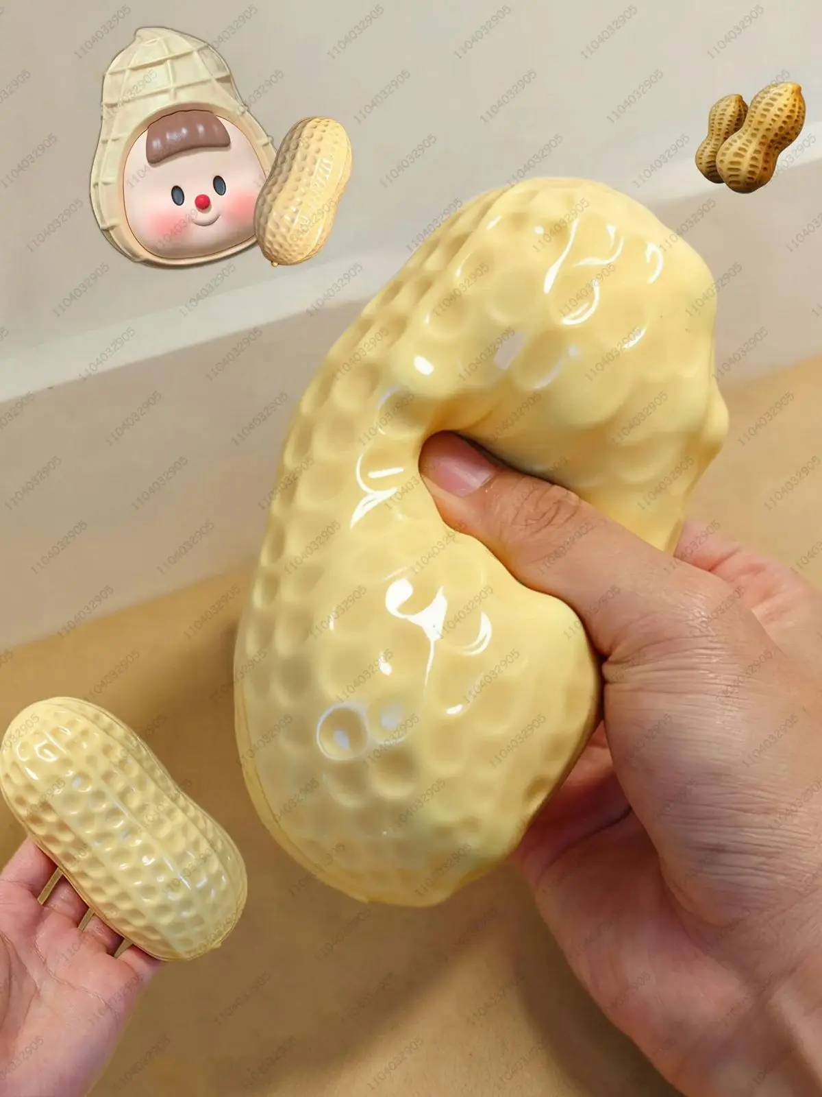 Knuspriger Erdnuss-Stressball, Lebensmittelförmiger Quetschball, Squishy-Spielzeug, ASMR-Sensorik-Anti-Stress-Fidget-Spielzeug für Erwachsene, Schreibtisch-Spielzeug für die Freizeit