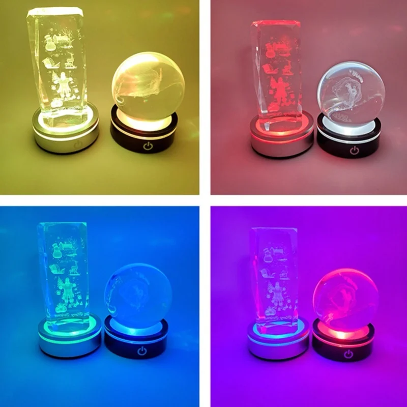 LED Crystal Light Base Silver Spherical Touching Lighting Multi Mode Colorful White