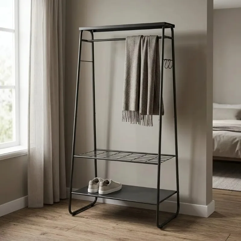 taiwan-double-layer-cast-iron-metal-floor-to-ceiling-modern-hanger-drying-rack-removable-portable-wardrobe-bathroom