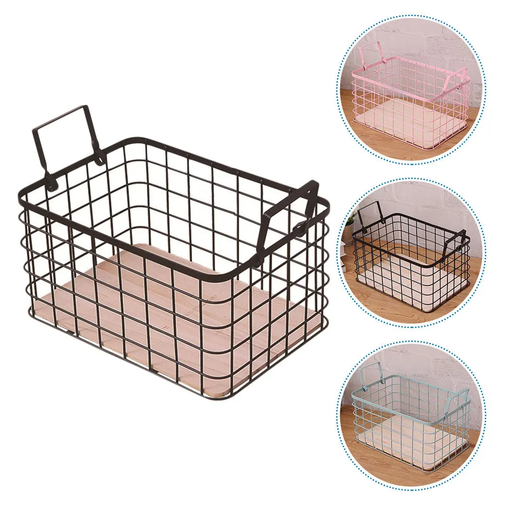 

1Pcs Iron Art Storage Basket Organizer Portable for Kitchen Bathroom Fruit Food Sundries Container Storage Organizer