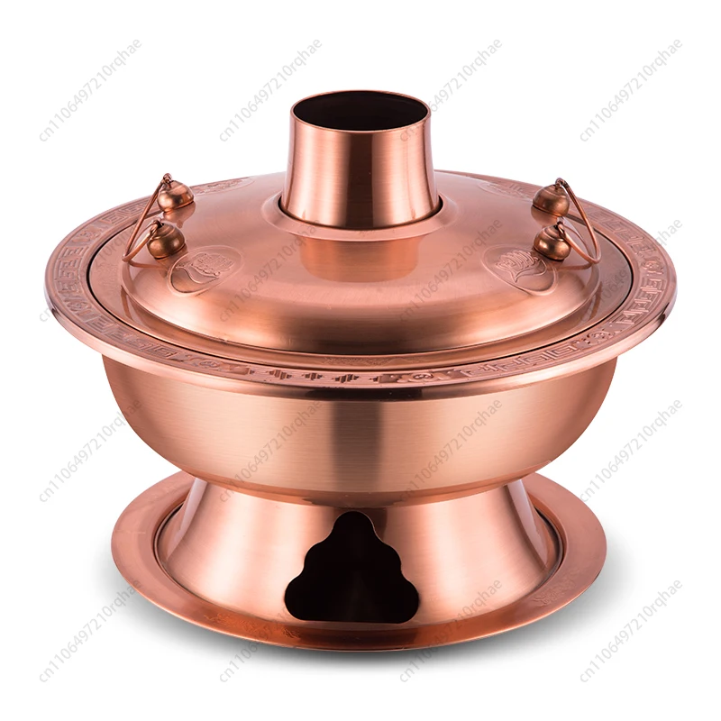 

Copper Hot Pot Charcoal Copper Household Mutton Shabu Old Mandarin Duck Hot Pot Carbon Electric Old Beijing Fire Boiler Outdoor