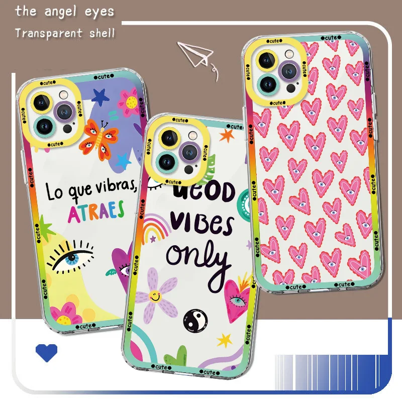 Eyes Love Heart For Samsung A55 A54 A53 A52 A51 A35 A33 A32 A31 A25 A23 A15 A14 A12 A05 A04 Transparent Angel Eye Phone Case