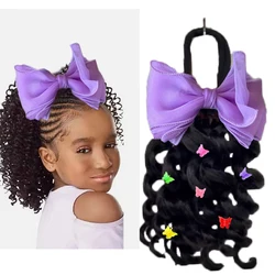 NEW 2pcs/Little Girls Ponytail Hair Extensions Kanekalon Human Hair Like Curly Wavy Private-lable Hair 10 Roots  for Black Girls