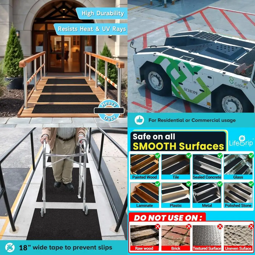 

Противоскользящая лента, 18 x 60 футов - превосходное сцепление, фрикционное покрытие, клейкая основа для ступеней, для использования внутри и снаружи помещений, черная