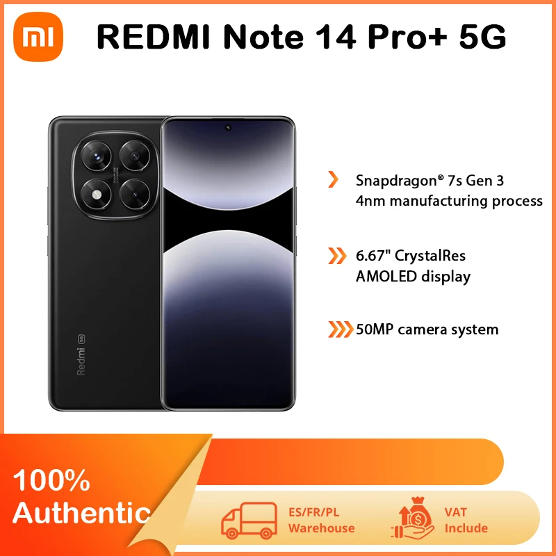 Xiaomi Redmi Note 14 Pro + 5G Smartphone NFC Snapdragon 7s Gen 3 Fotocamera Posteriore 200 MP IP68