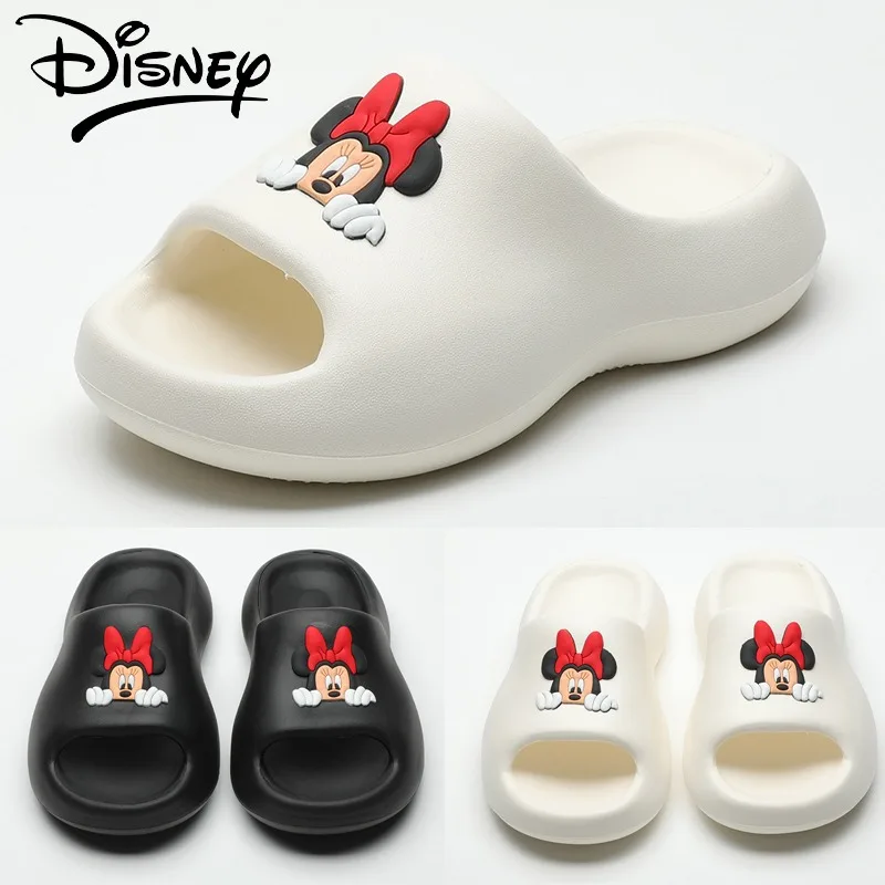 Disney Minnie Mouse Slippers EVA Women Thick Bottom Outdoor Shoes Summer Girls Cartoon Cute Home Soft Beach Slippers Sandals