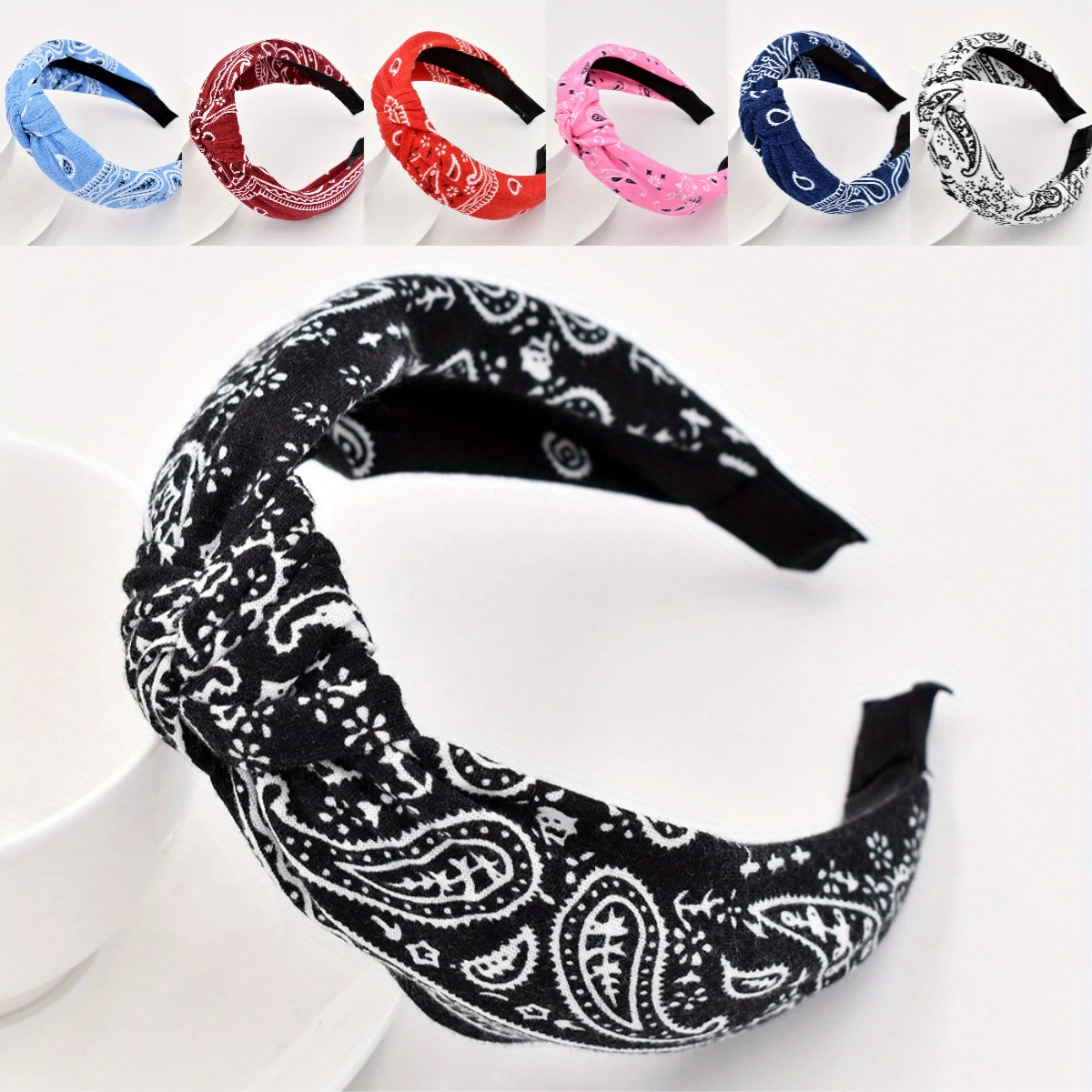 

Top Knot Knit Paisley Flower Printed Hairband Bohemia Fashion Hair Hoop Women Girls Headband Makeup Wash Face Hair Accessories