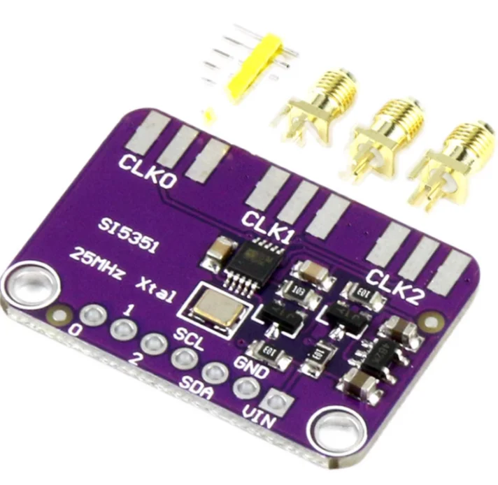 

DC 3V-5V 5351 Si5351A Si5351 I2C Clock Generator Breakout Board Module Signal Generator Clock 8KHz-160MHz For Arduino