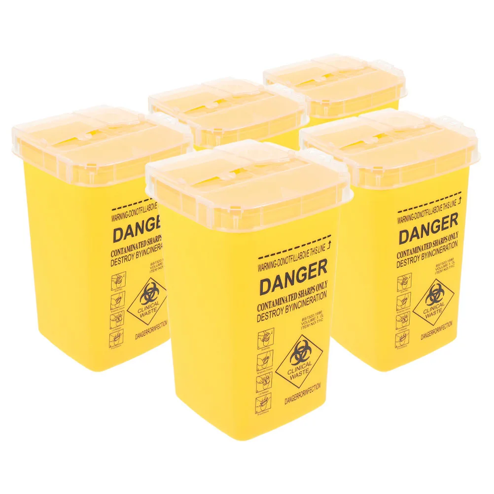 

5pcs Sharps Container For Home Use Small Sharp Disposal Box Multi-Purpose Razor Collection Travel Bin Waste Needles Storage