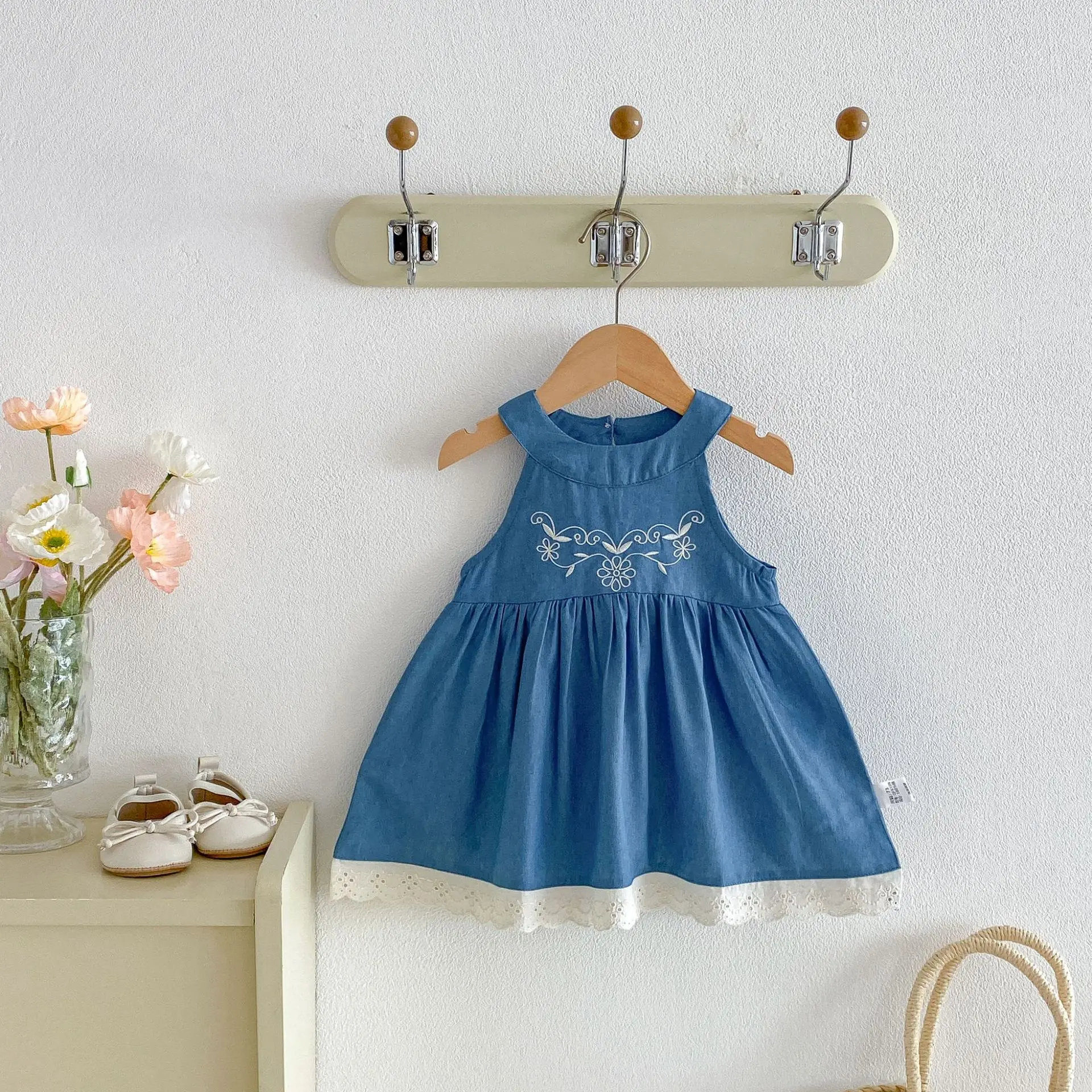 2026 Girls' Cowboy Skirt Summer Children's Clothing Girls' Sleeveless Dress Infant and Young Girl Baby Jumpsuit Climbing Clothes