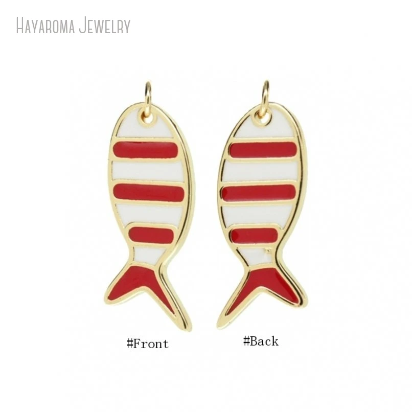 10Pcs Nautical Marine Organism Fish Gold Color Wholesale Metal Copper Enamel Jewelry Pendant PM51732