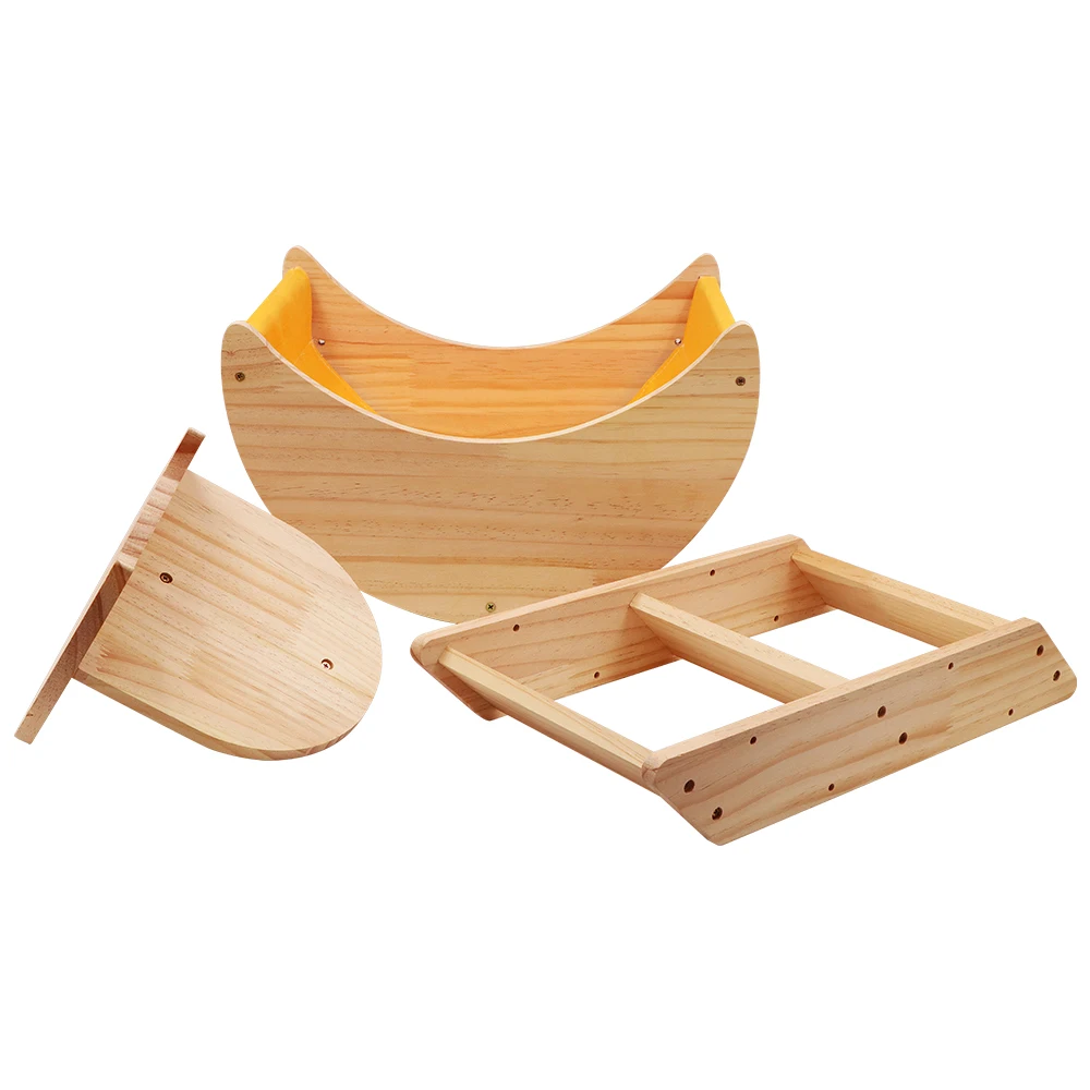 Cat Shelf Wall Hammock Climbing Shelves Moon Shaped And Perches Ladder Solid Wood Steps For Activity Indoor Cats Wall Furniture