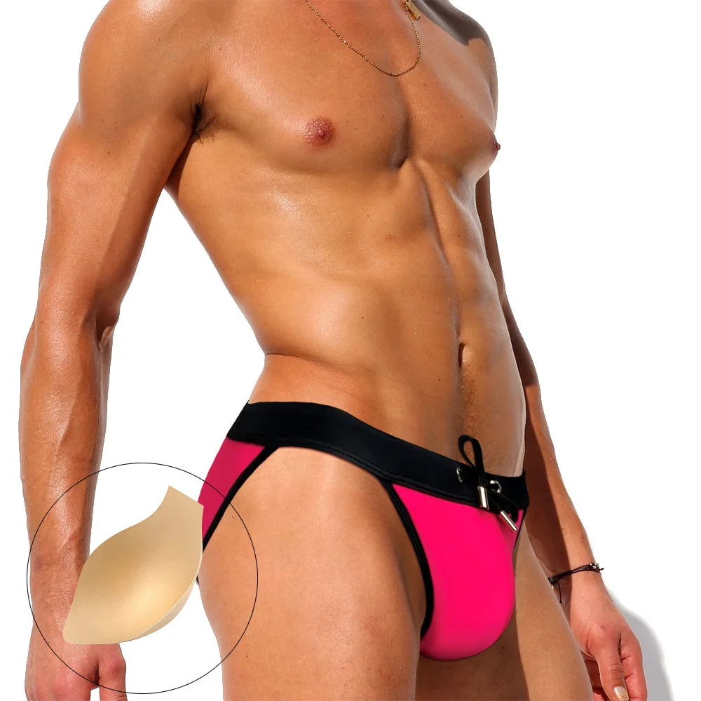 

2023 Sexy Pouch Padded Swimwear Men Swim Briefs Mens Swimming Trunks Men Swimsuit Bikini Brief For Man Beach Surf Bath Suit Wear
