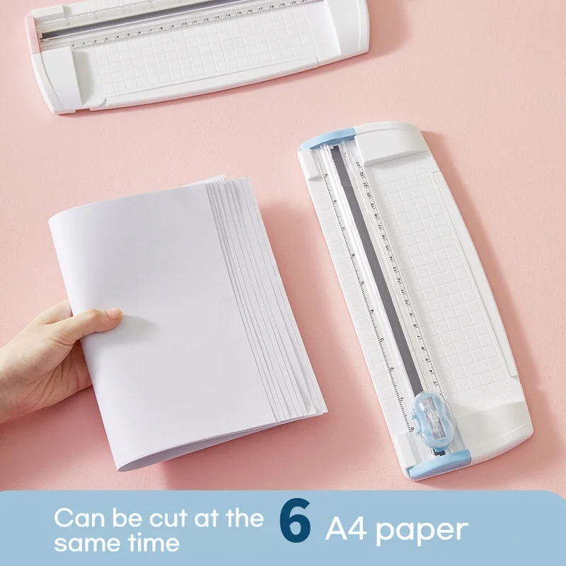 قاطعة ورق متعددة الوظائف مع خط منقط، خط مستقيم، رأس قاطع خط قابل للطي A5 صغير مع مسطرة قطع ورق منزلق صغير
