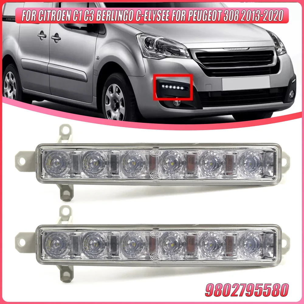 

Для Citroen C1 C3 Berlingo C-Elysee передний бампер автомобиля противотуманные фары дневные ходовые огни для Peugeot 308 2013-2020 9802795580