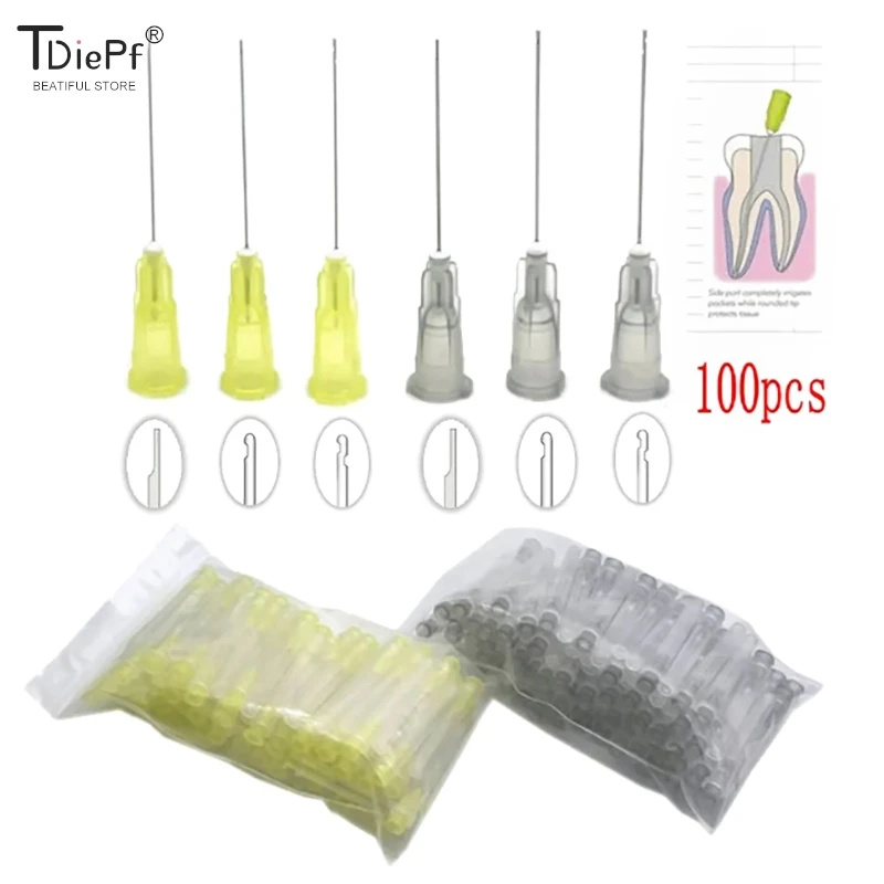 

100pcs/ot Dental Endo Irrigation Needle Tip 25G/27G/30GA 30G End-Closed Side Hole Endo Syringe Root Canal Washing Needle Tip