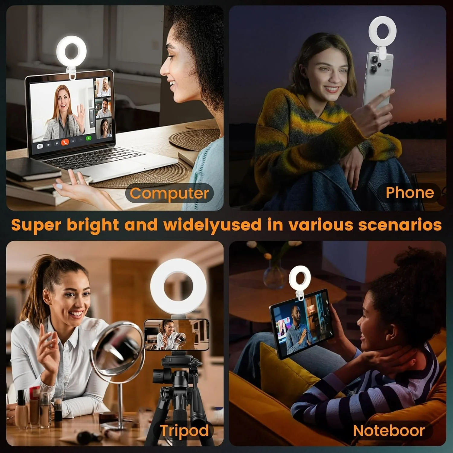 60 LED Selfie リングライト電話ラップトップタブレット USB クリップオンリングライト iPhone Samsung Xiaomi 電話 Selfie ライト用