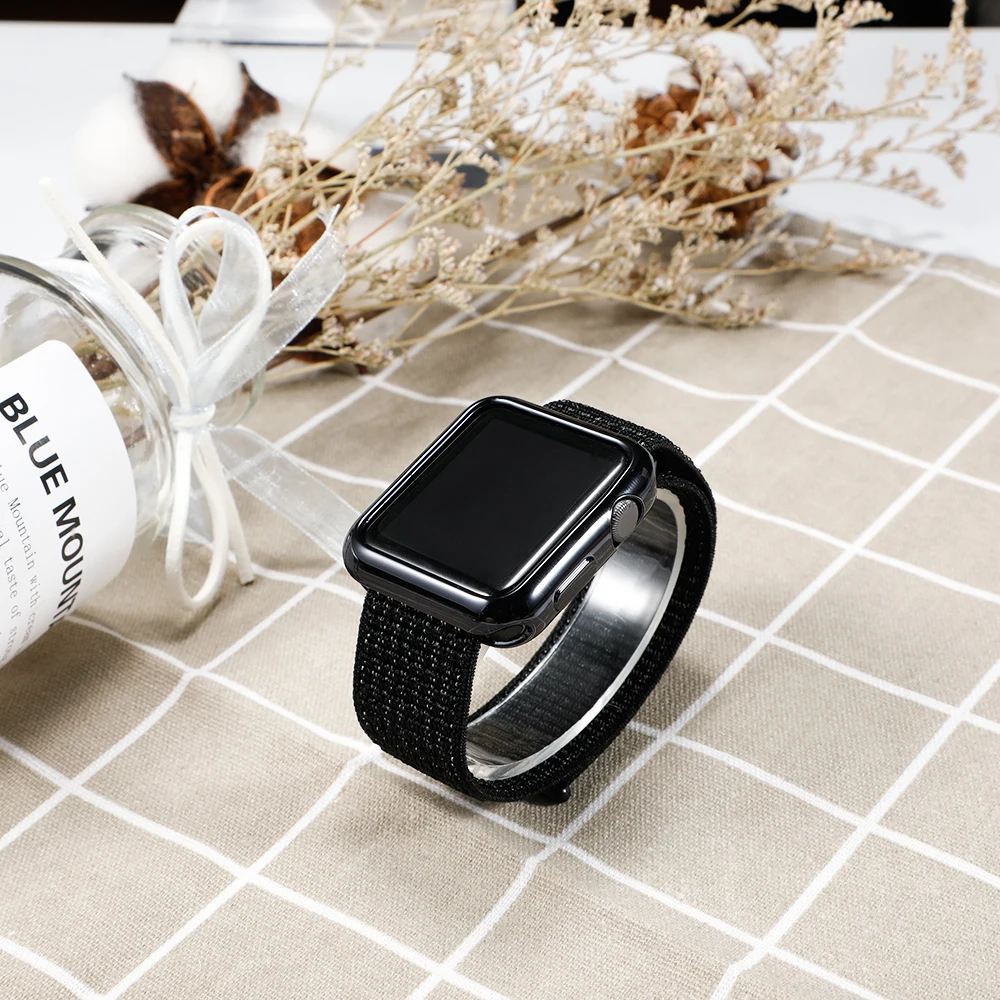 Ремешок и аксессуары для Apple watch band 45 мм 41 мм 44 мм 40 мм 42 мм 38 мм, защитная пленка, нейлоновый браслет-петля для iWatch series 9 8 7 6 5 4 3 SE