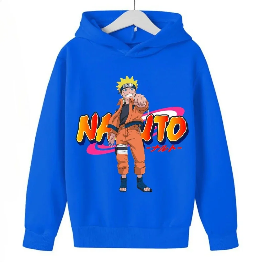 Felpa per bambini con stampa Anime giapponese Naruto Autunno Ragazzi e ragazze Casual Comodo morbido pullover con cappuccio